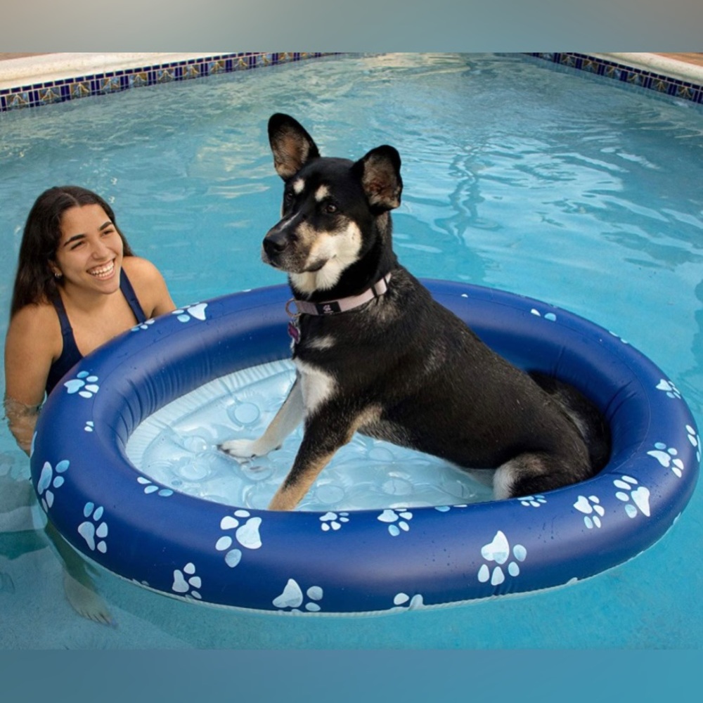 Pool Candy Inflatable Dog Pet Pool Float and Lounger 53" x 35" Up to 100 Lbs